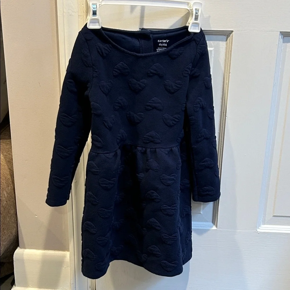 Carter's Deep Blue Heart Pattern Dress y.